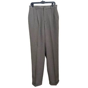 Claiborne Mens pleated dress pants, 34x34, polyester viscose wool blend, brown